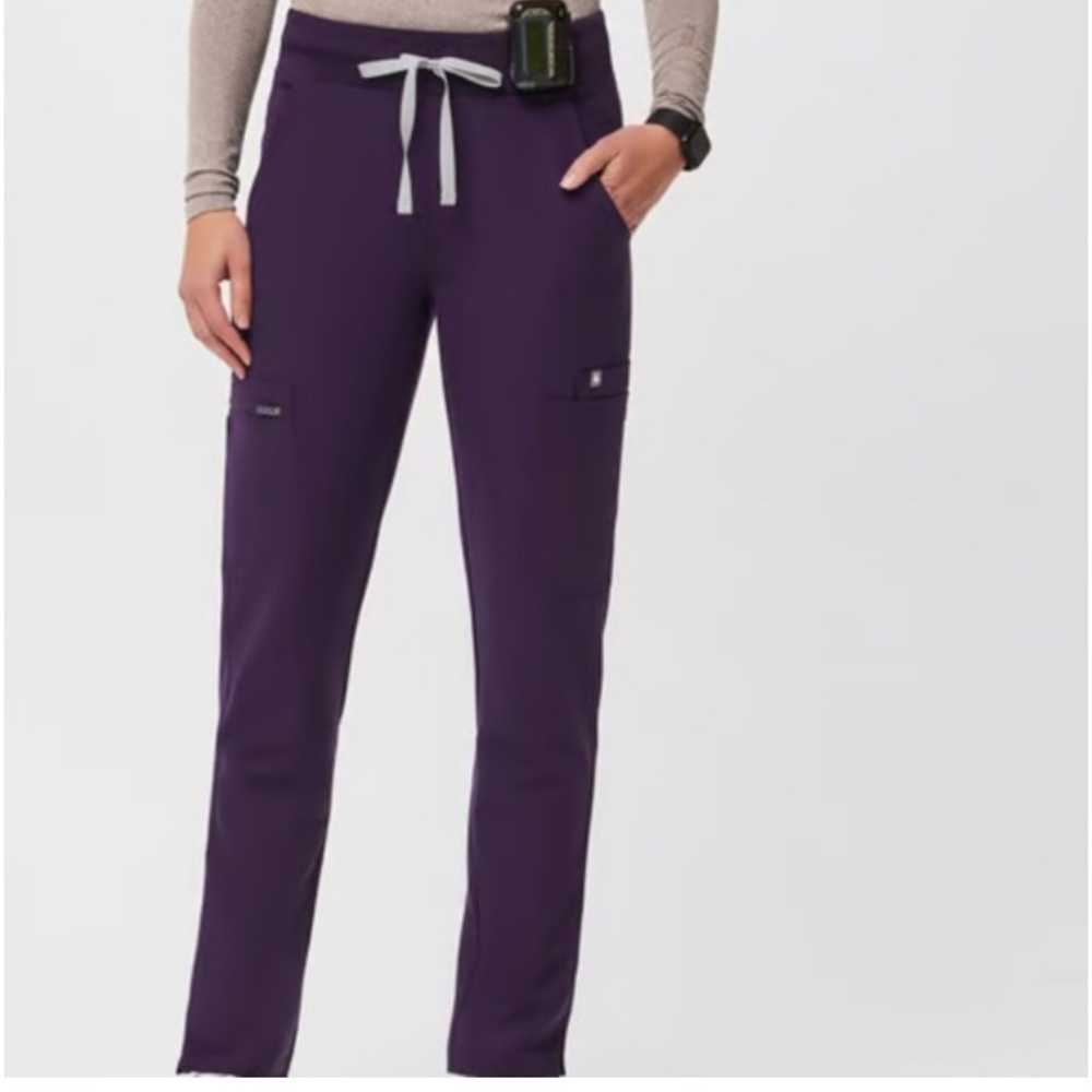 Figs Purple Track Pants with Relaxed Fit and Drawstring Waist